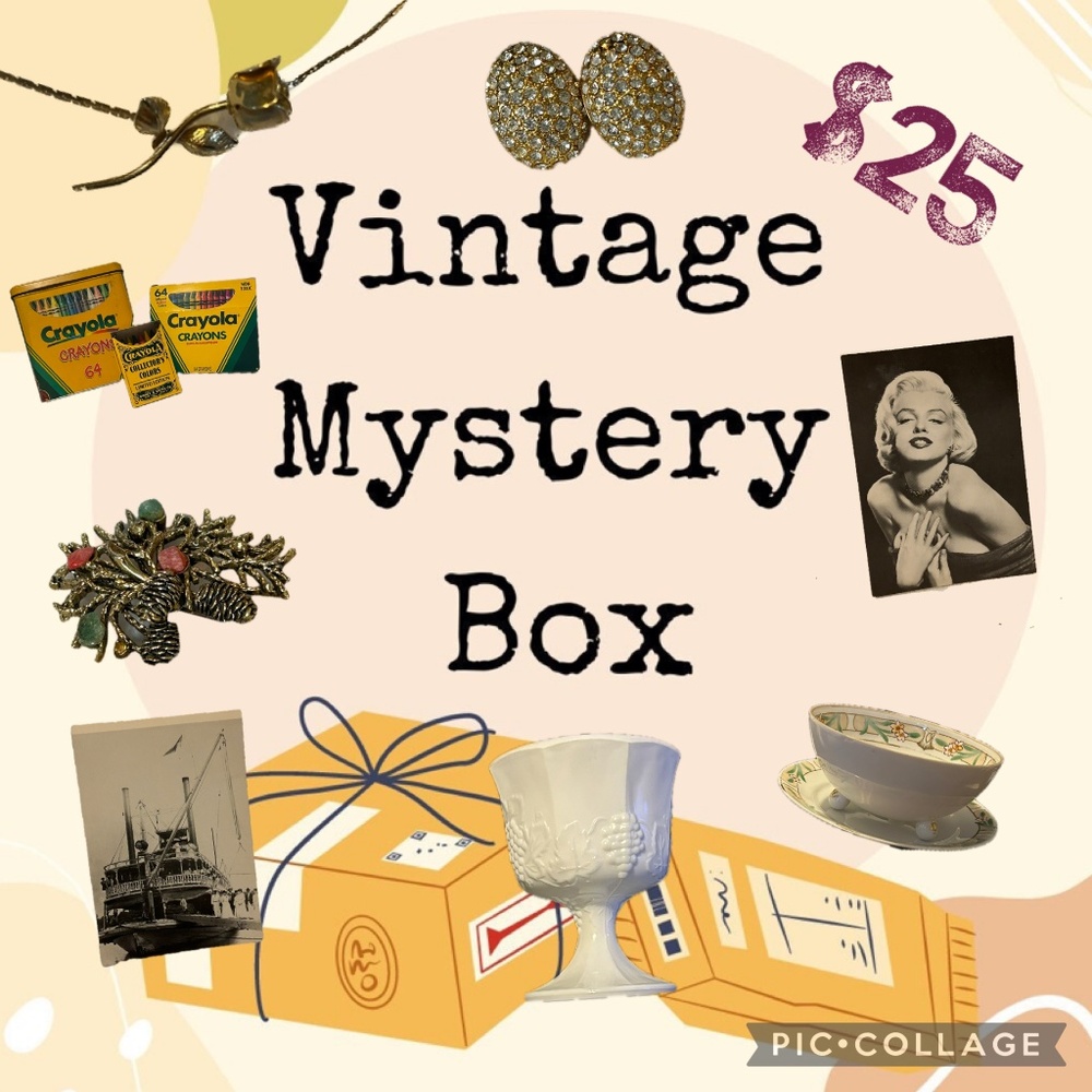 Vintage Antique Mystery Box Small 3-4 Items Surprise Fun